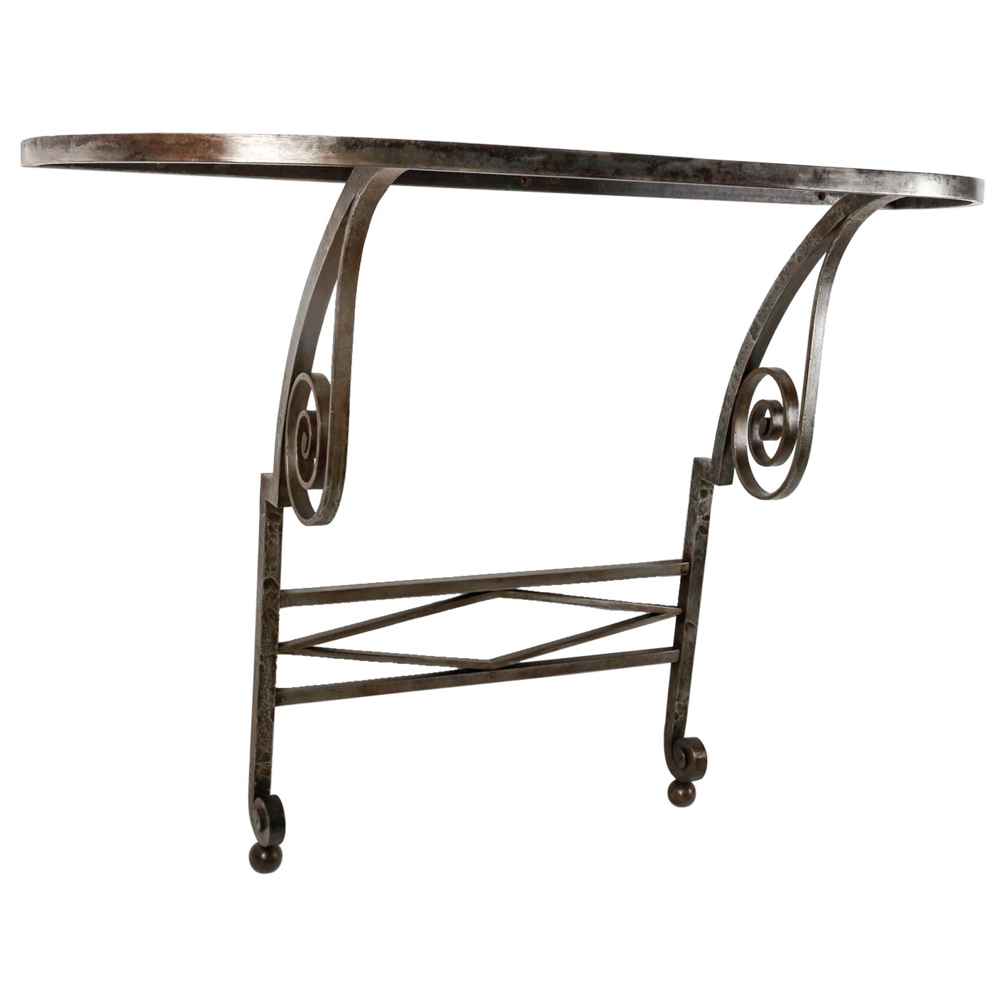 Large Art Deco Wrought Iron Console, circa 1930. For Sale