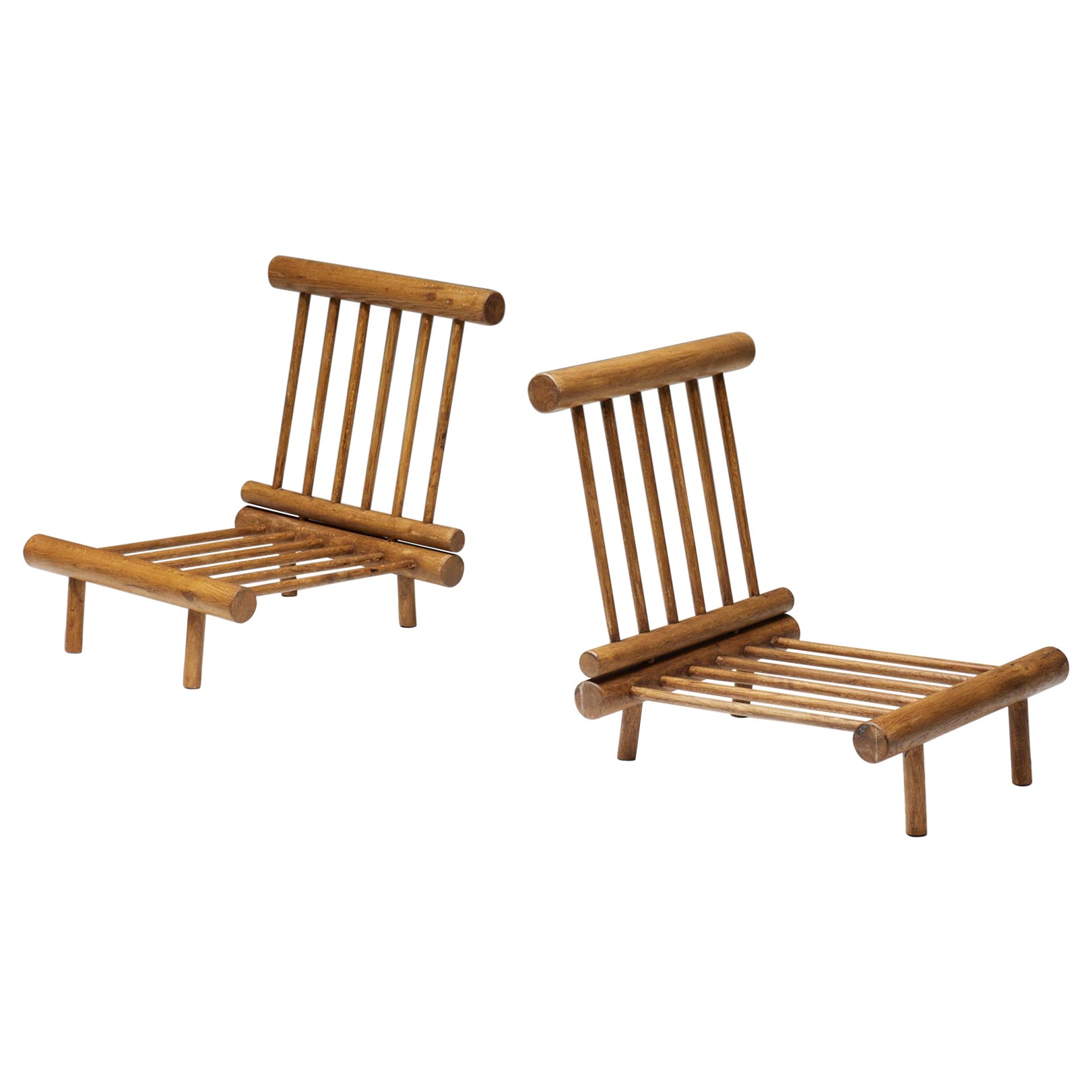 Niedrige Easy Chairs von Charlotte Perriand für La Cachette, Frankreich, 1960er Jahre im Angebot