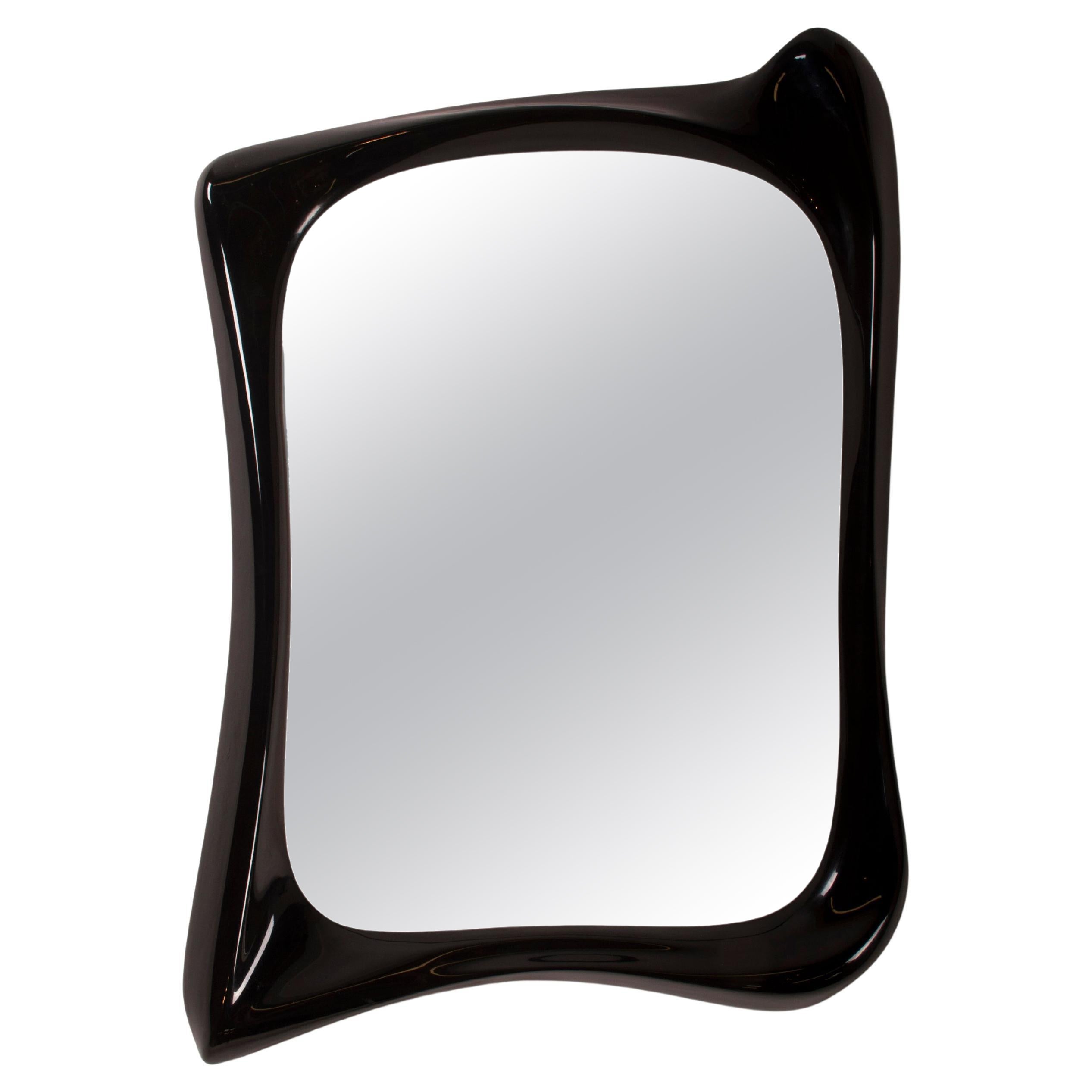 Amorph Narcissus Modern Mirror in Black lacquer finish For Sale
