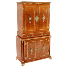 Vintage French Ormolu Mounted Burr Walnut Cocktail Cabinet C1930