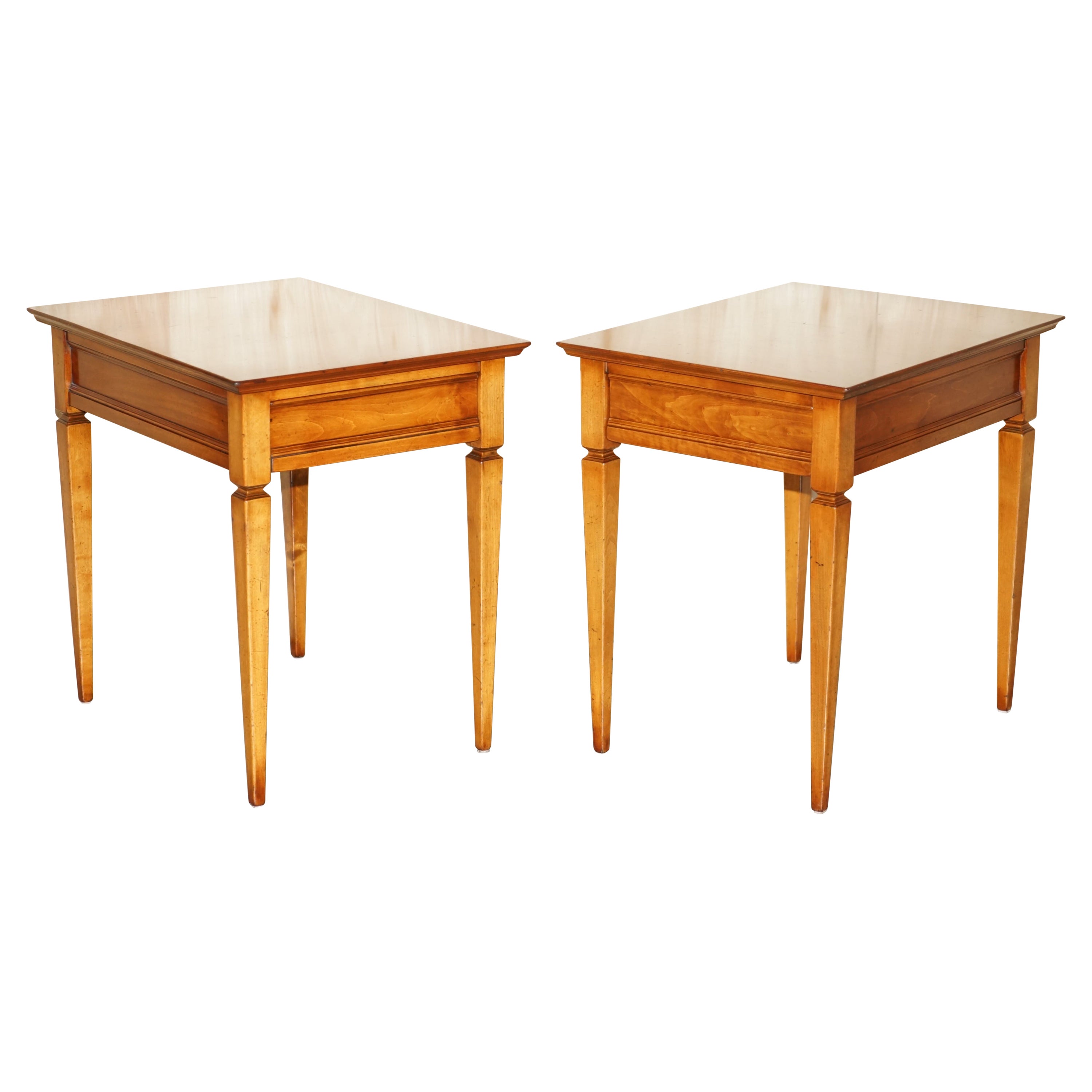 PAIR OF HARRODS LONDON REH KENNEDY LARGE SiNGLE DRAWER SIDE END LAMP WINE TABLES For Sale