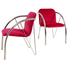 Fuchsia Velvet Memphis Chair, 1970s