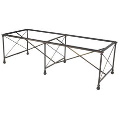 French Industrial Inspired Solid Bronze Dining Table Frame Numerous Top Options