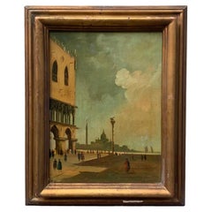 Italian Oil Painting on Canvas of a Venice by Erma Zago Early 1900s