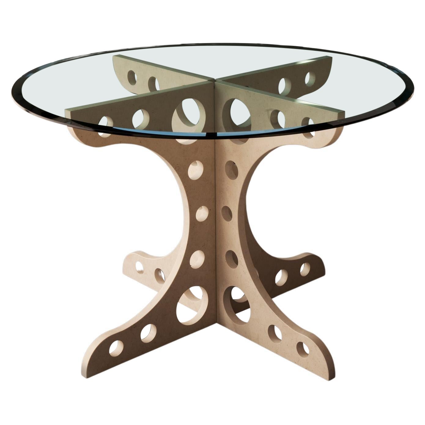 Ma-Mi, 21st Century Veselye Marble and Glass Round Coffee Table - Empty holes For Sale