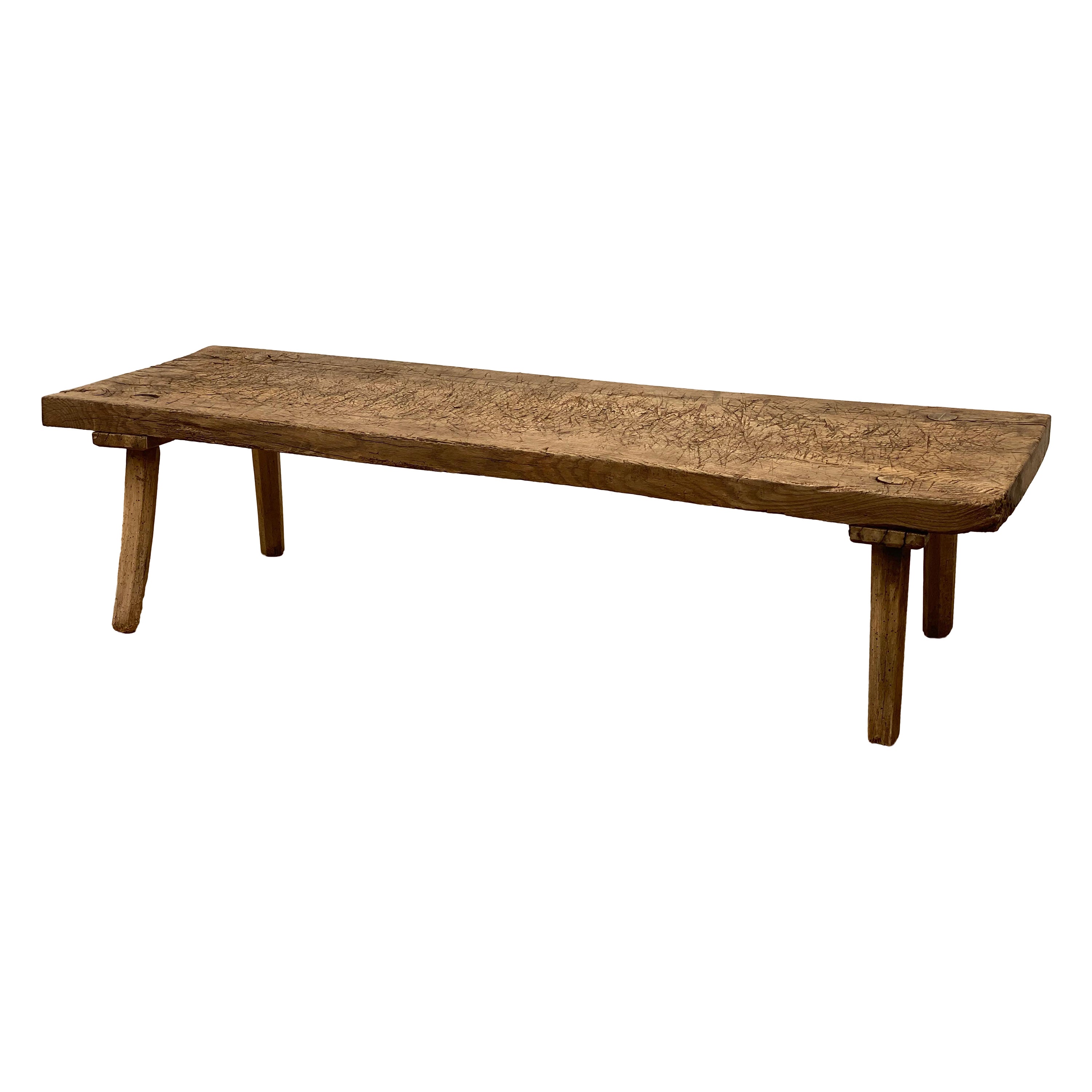 Brutalist, antique Wooden Sofa Table from Italy For Sale