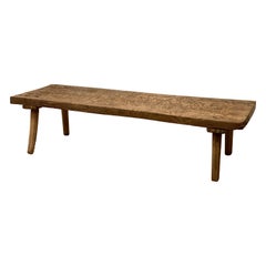 Brutalist, antique Wooden Sofa Table from Italy