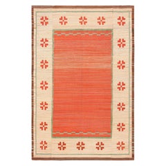 Vintage Scandinavian Swedish Kilim. Size: 7 ft 10 in x 12 ft
