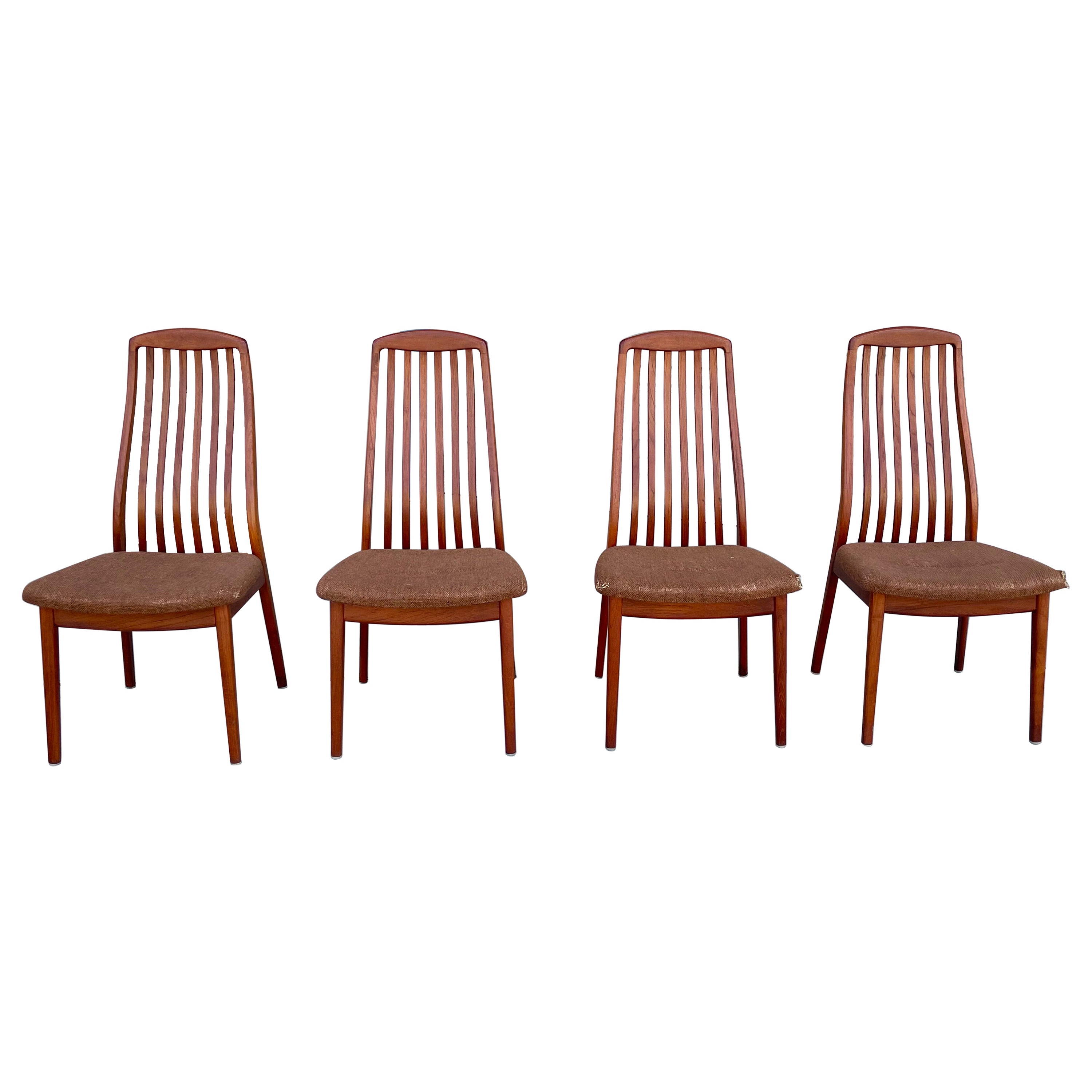 1970s Danish Modern Teak Dining Chairs by Preben-Schou - Set of 4 For Sale