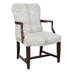 Edward Ferrell English Armchair in Cowtan and Tout Blue Zebra Cut Velvet