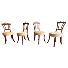 Antique Set of Four Carved Mahogany Grosfeld House Dining Chairs, 1940s