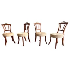 Antique Set of Four Carved Mahogany Grosfeld House Dining Chairs, 1940s