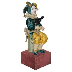 Retro FRENCH HAND MADE MUSICAL AUTOMATON JESTER CLOWN THAT PLAYS MUSIC & MOVES