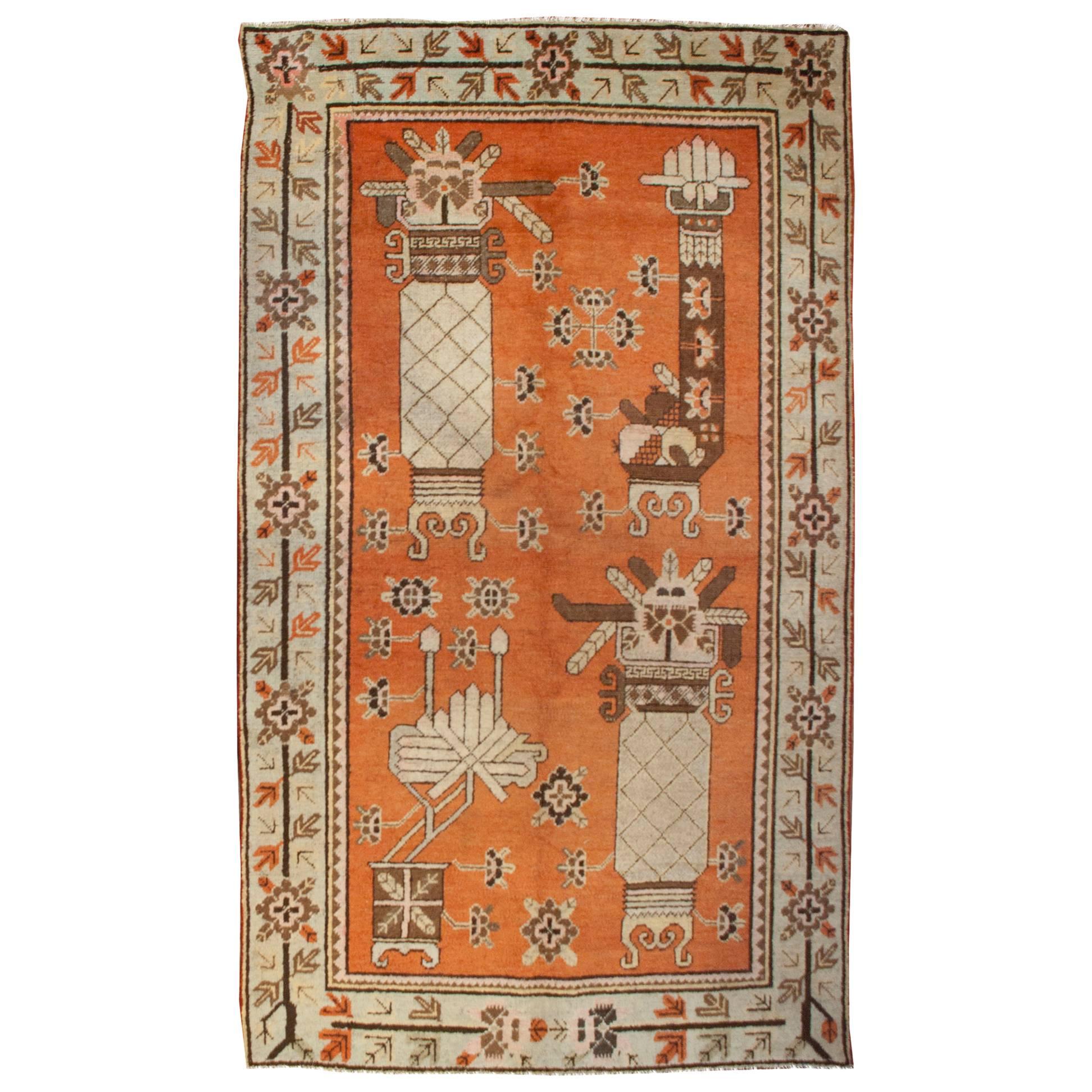 Early 20th Century Pictorial Khotan Rug For Sale