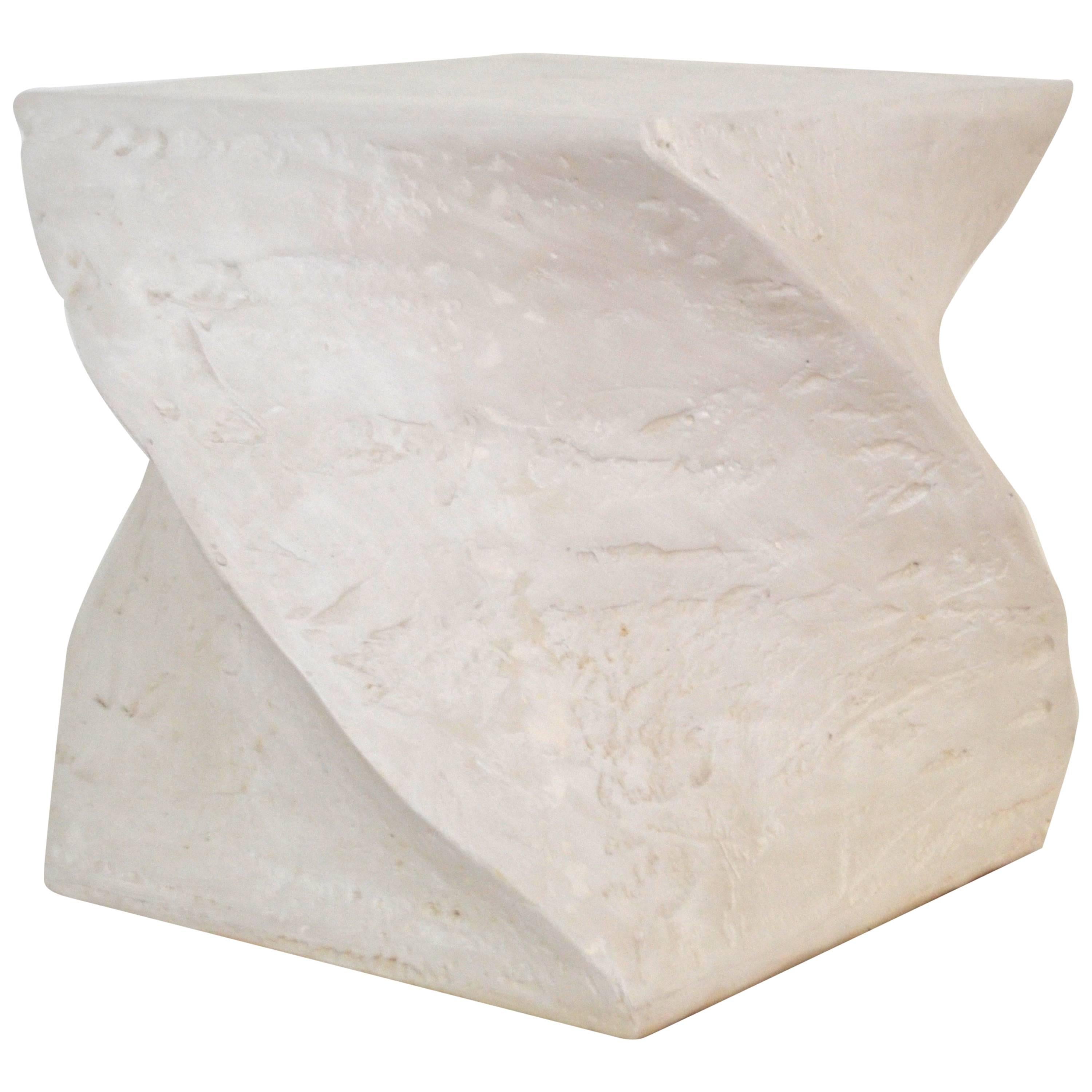 Postmodern Geometric Form Lacquered Plaster Side Table