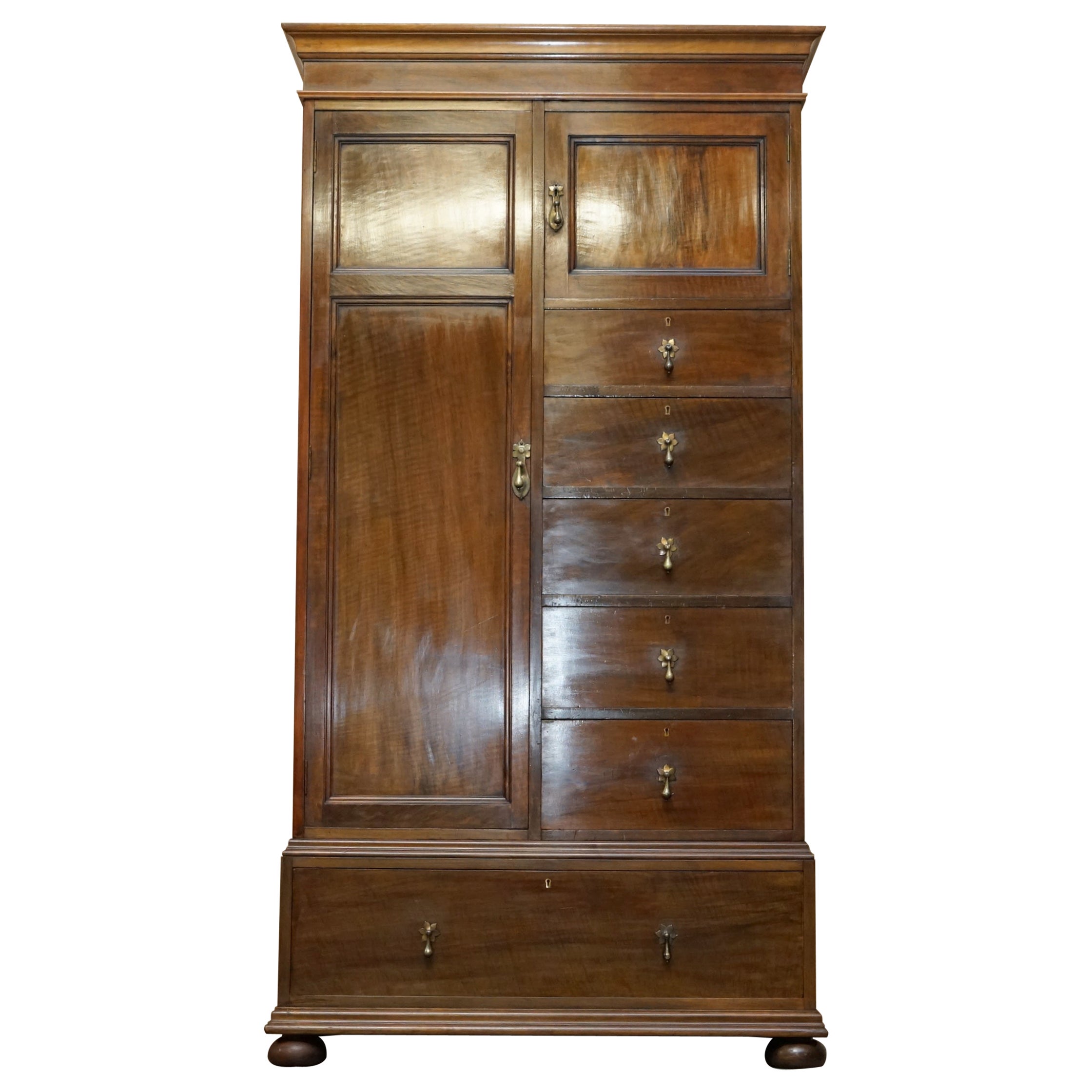 FULLY RESTORED ANTiQUE LIBERTY & CO VICTORIAN WARDROBE COMPENDIUM WITH DRAWERS For Sale