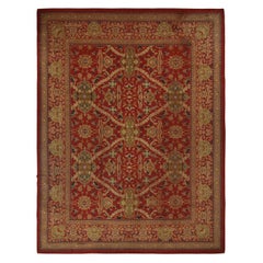 Oversized Antique Axminster Rug in Red with Floral Patterns