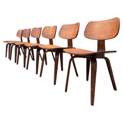 Vintage Set of Six Dining Chairs Designed by Bruno Weil for Thonet, Bentwood