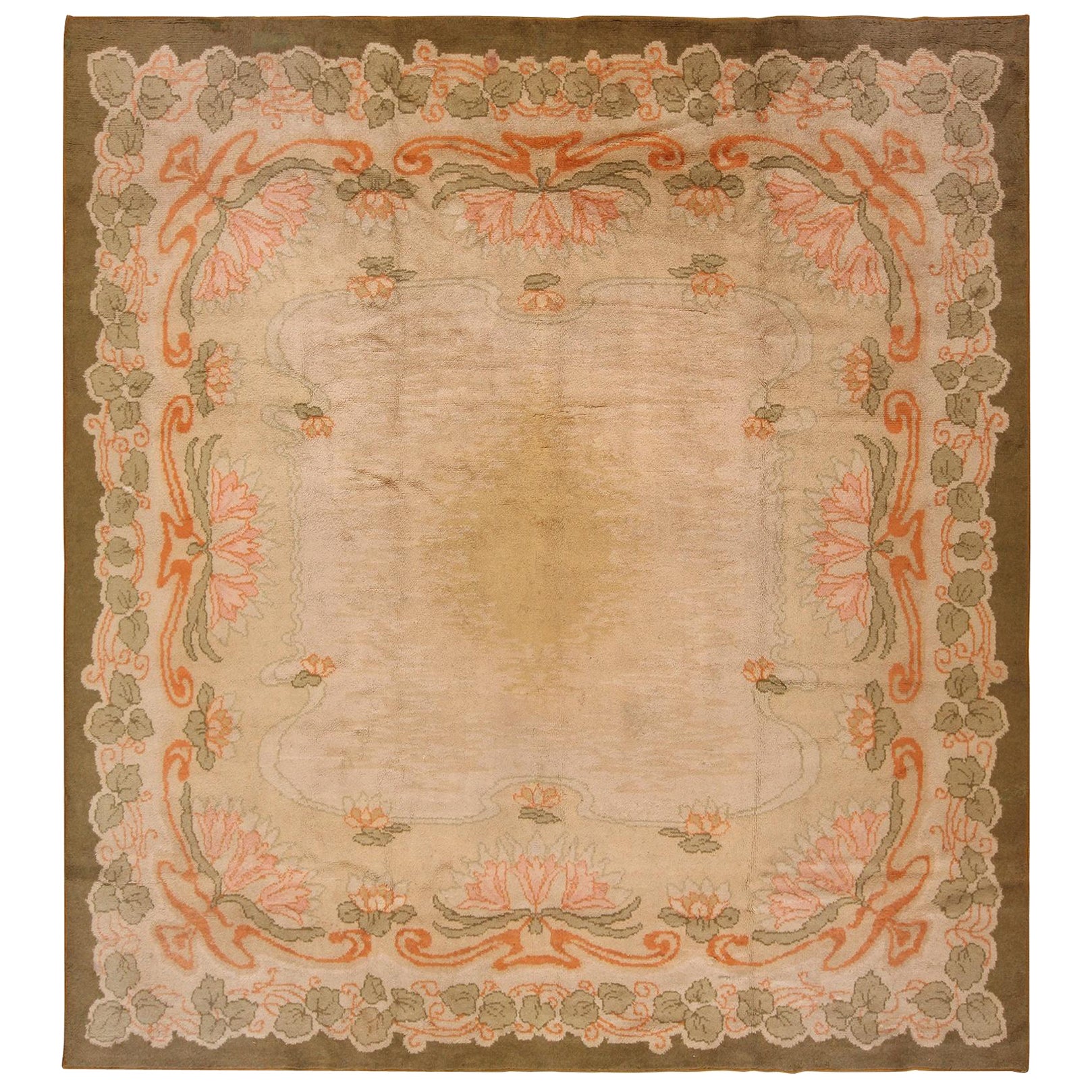 Antiker irischer Donegal-Teppich im Art nouveau-Stil. Größe: 3,35 m x 3,66 m im Angebot