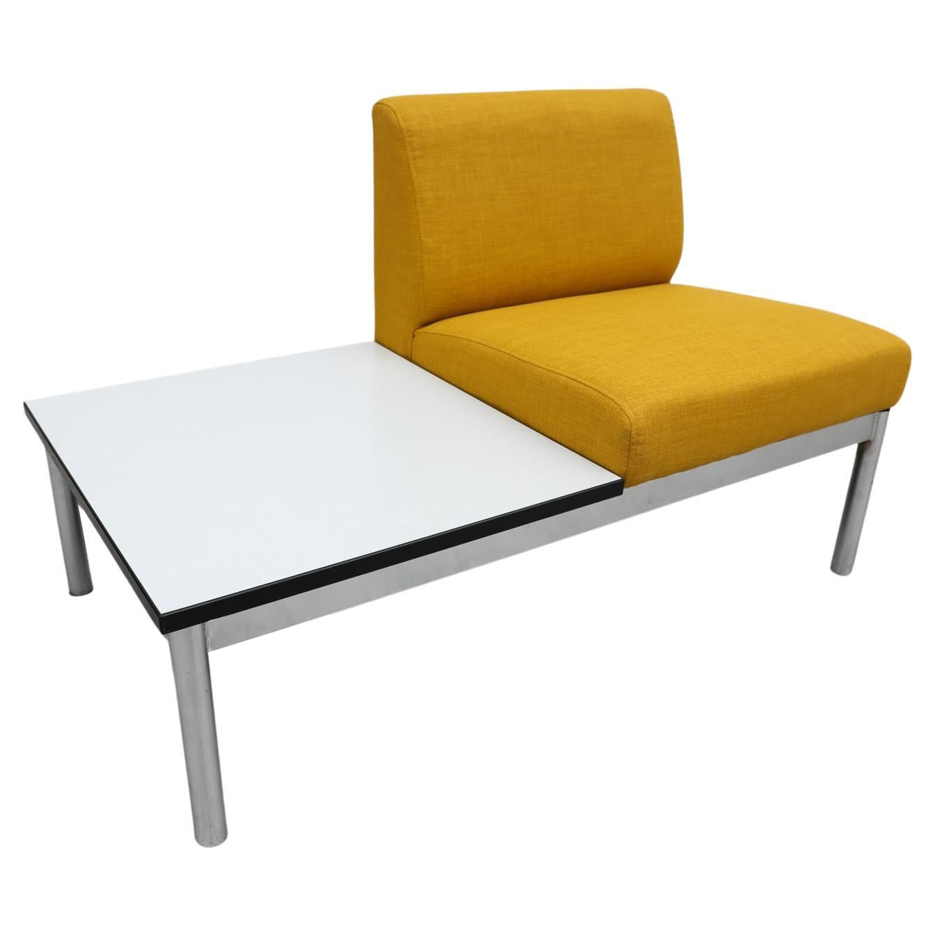 Mid-Century Kho Liang Ie Style Yellow Chair with Chrome Legs and Connected Table For Sale