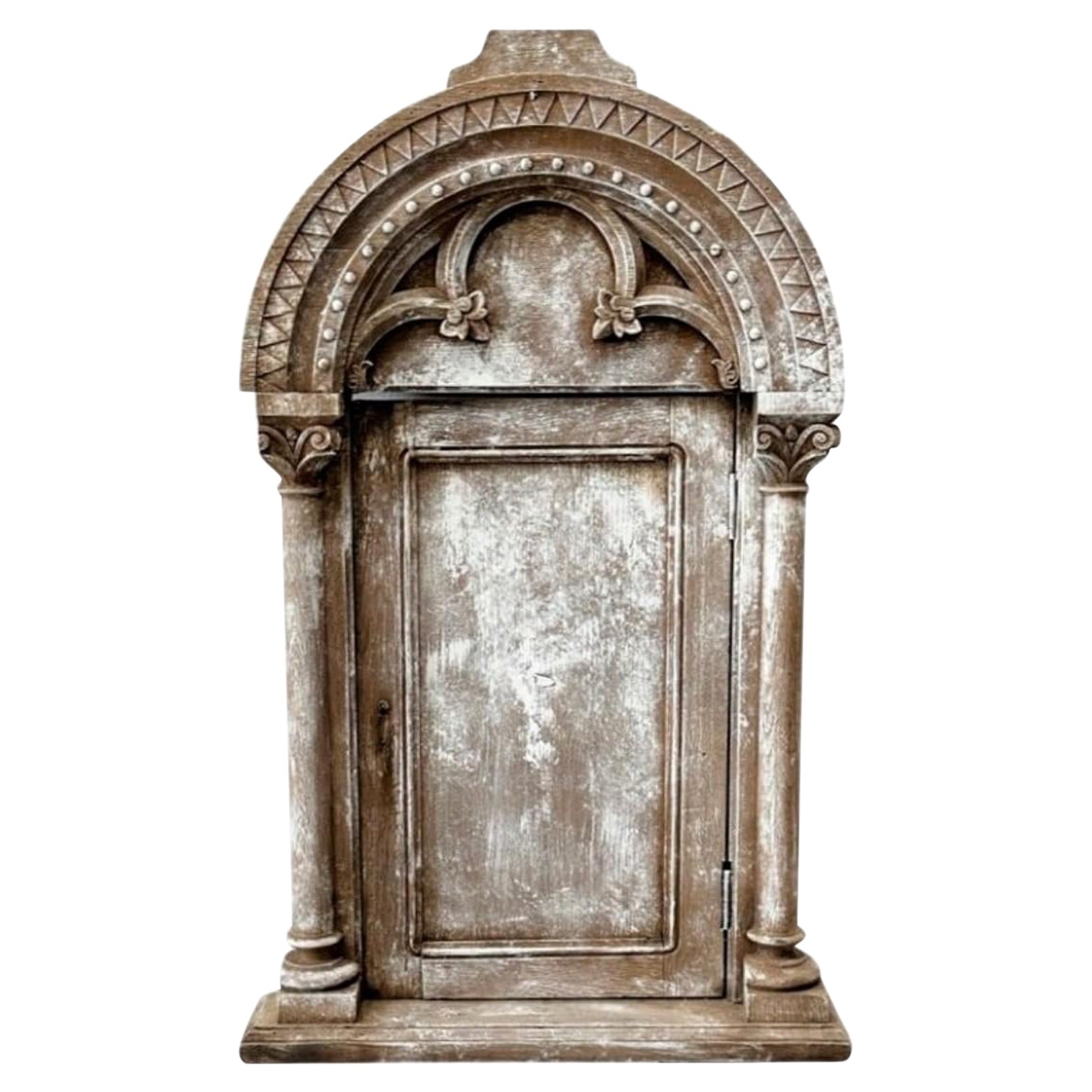 Antique Early Romanesque Gothic Architectural Tabernacle Niche Door  For Sale