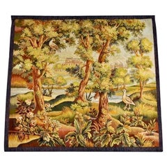French Verdure Tapestry With Castle And Birds, 19th Century