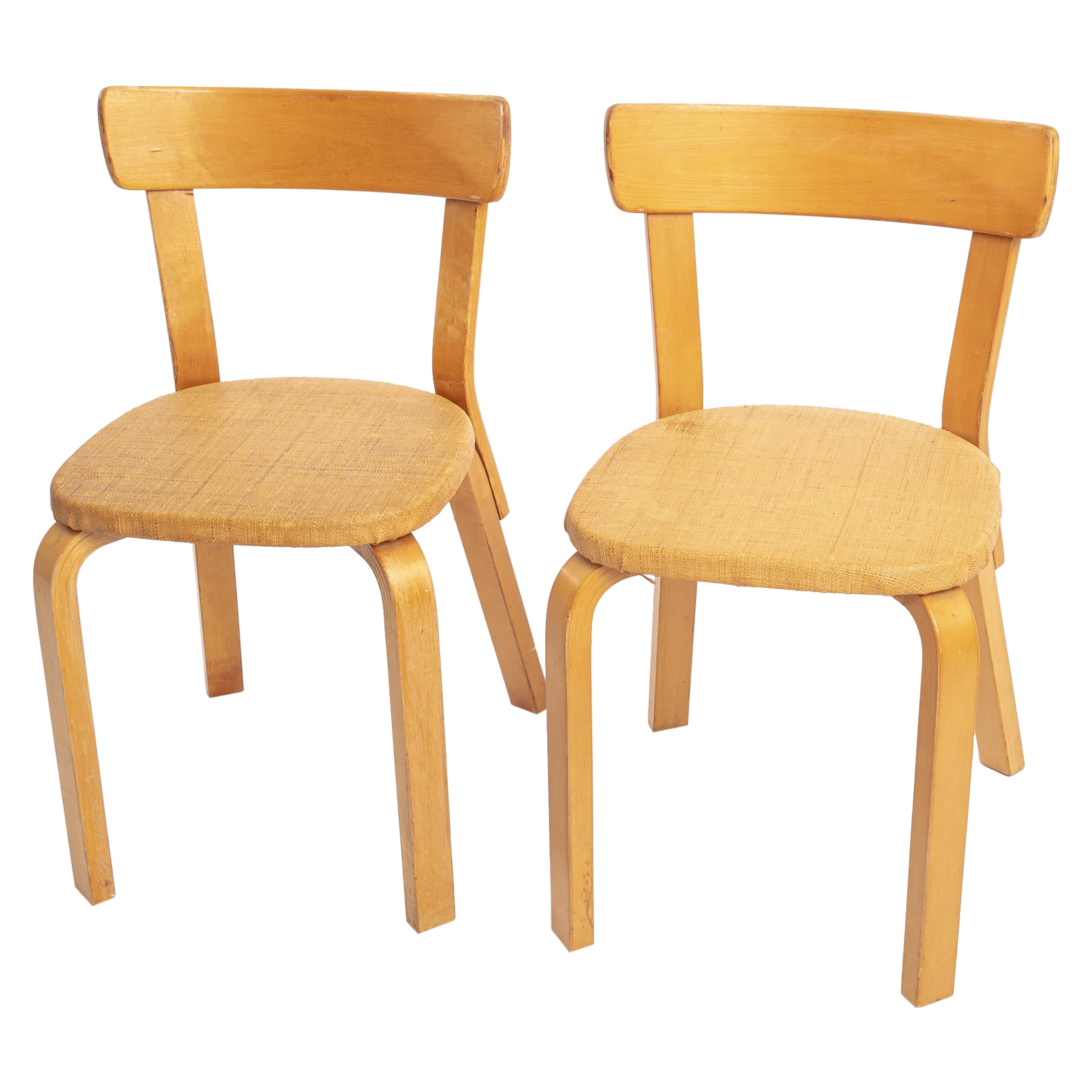 Alvar Aalto chairs model 69 2 pcs For Sale