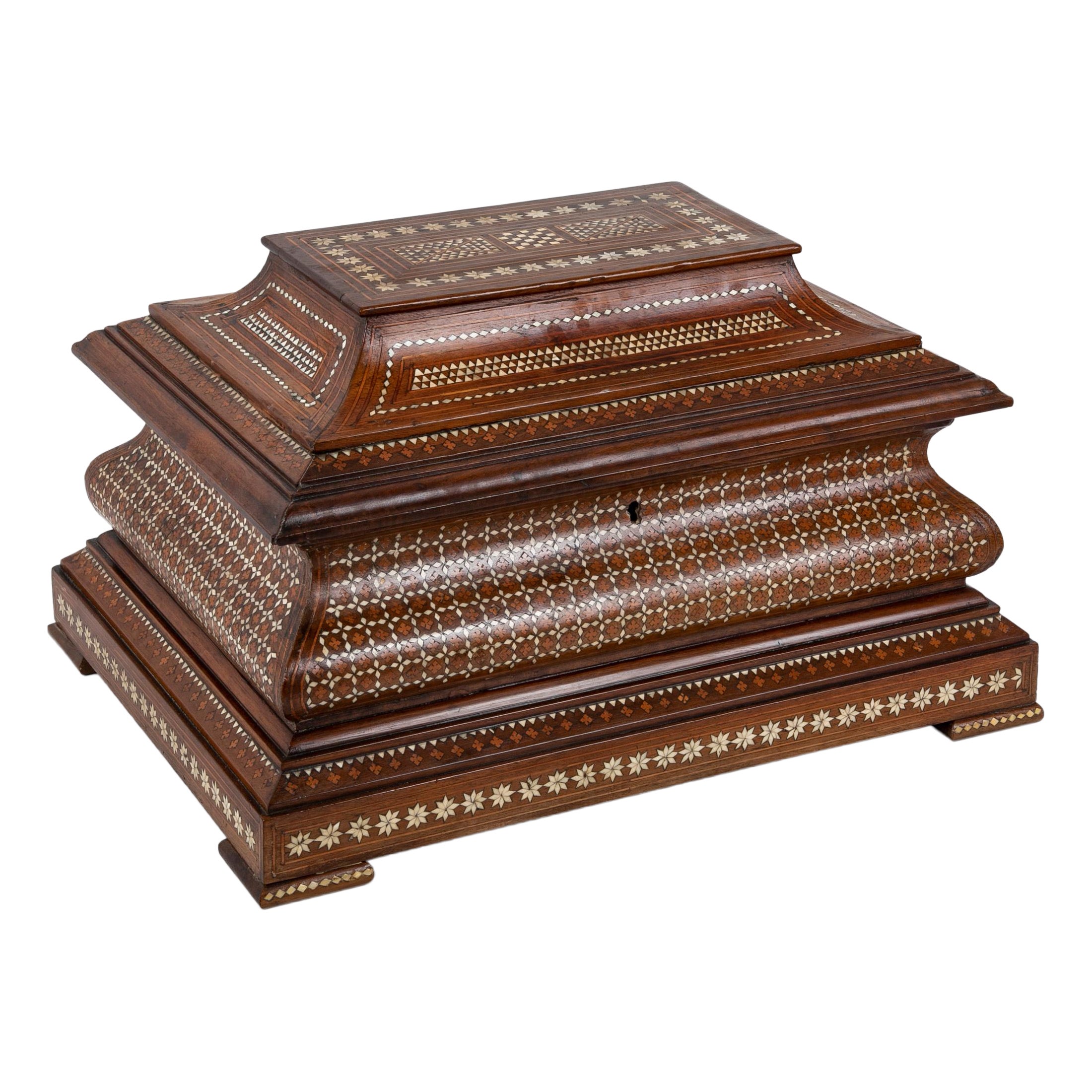 Anglo-Indian Hardwood Casket with Bone Inlay For Sale