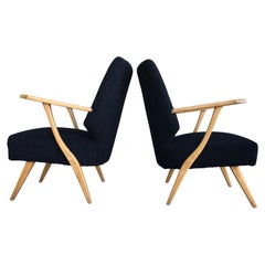 Wing-Back Lounge Chairs with Sculpted Legs + Armrests 
