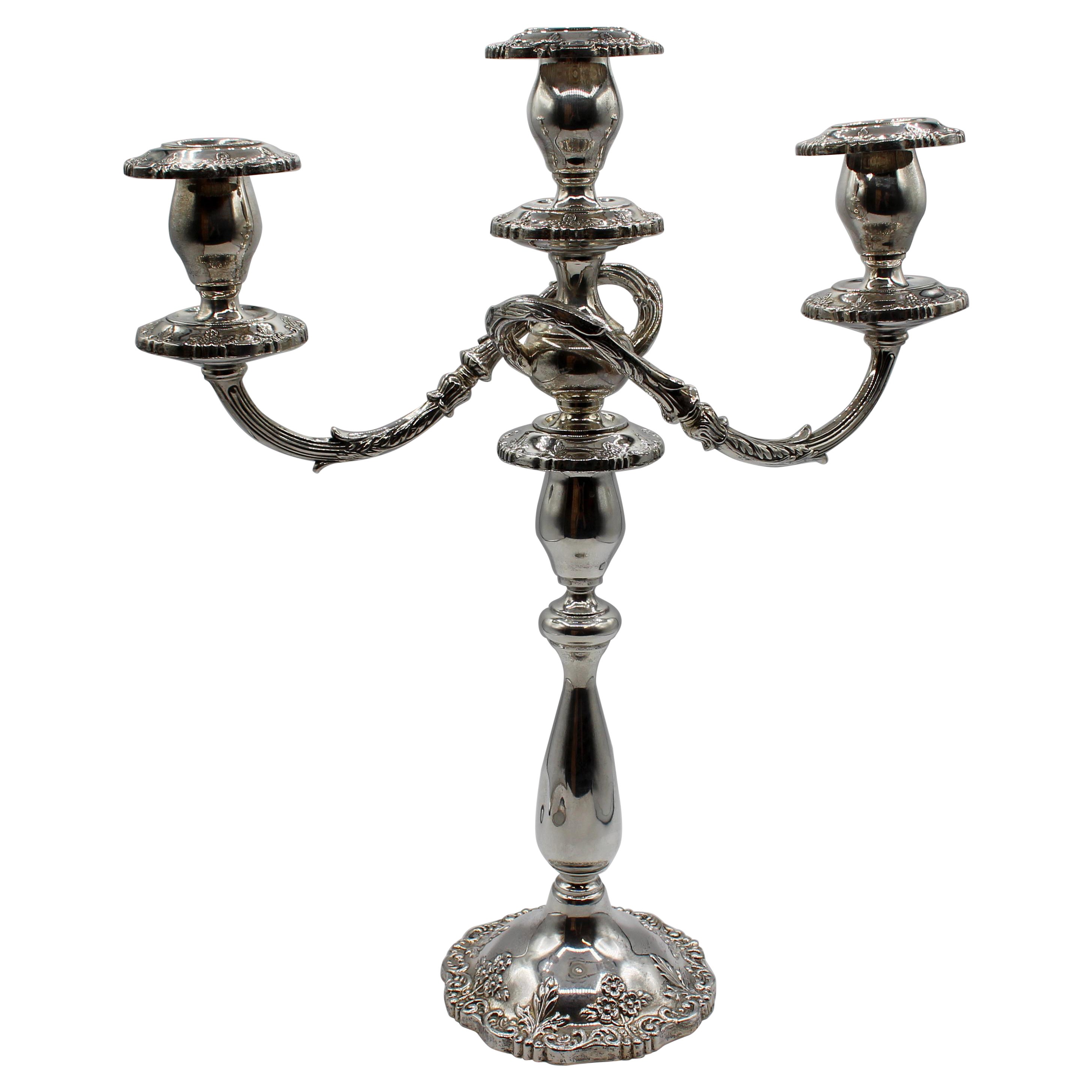 Circa 1950s Sterling Silver Candelabra "English Rose" Pattern For Sale