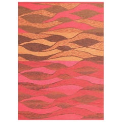 Vintage Mid Century Modern Double-Sided Swedish Kilim Carpet 5 ft x 6 ft