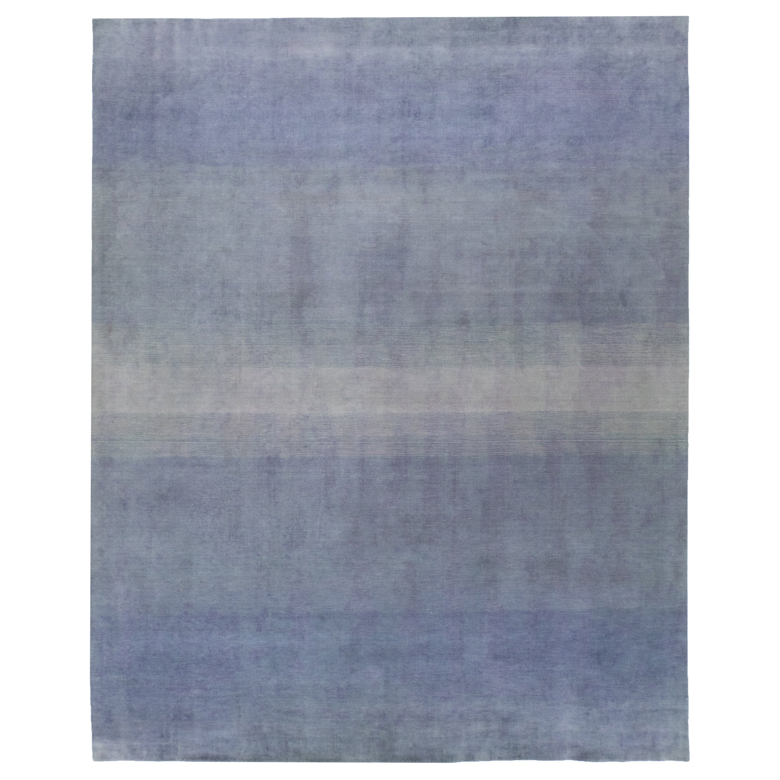 Blue Modern Oversize Gabbeh Hand-Loomed Wool Rug