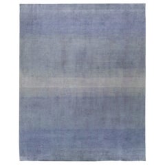 Tapis moderne surdimensionné en laine bleu Gabbeh tissé à la main