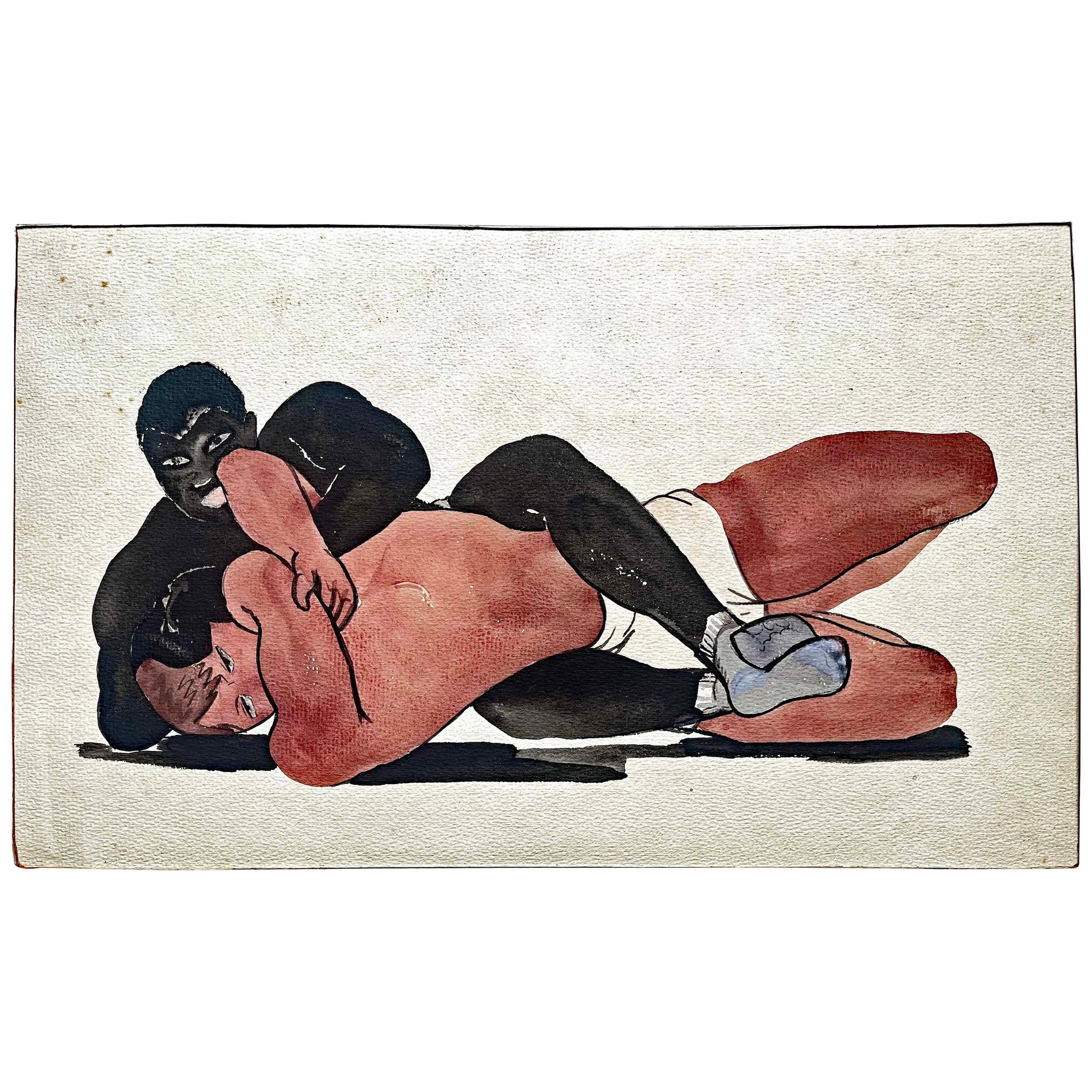 "Pinned Down", Wrestling Scene from Late 1920s by William L'Engle For Sale