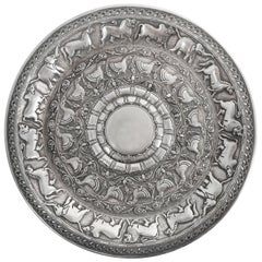 An Indian Silver Hand Made Chisiled Decorative Plate. India, 20th Century