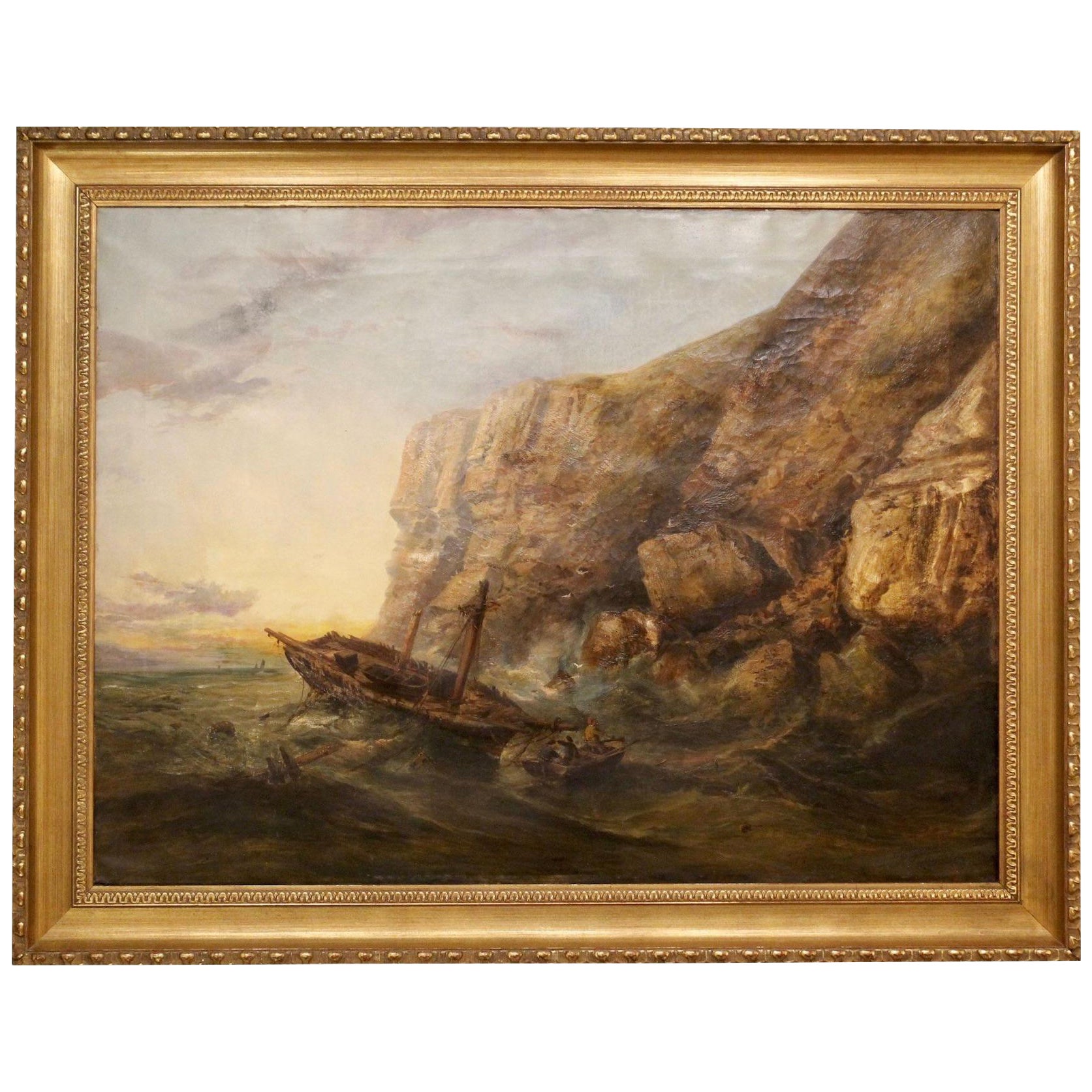 “Rough Seas Off the Yorkshire Coast” 1865 Oil on Canvas, by Ralph Reuben Stubbs For Sale