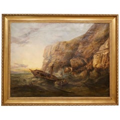“Rough Seas Off the Yorkshire Coast” 1865 Oil on Canvas, by Ralph Reuben Stubbs