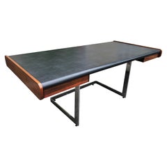 Vintage Sexy Slim Rosewood and Chrome Desk by Ste. Marie and Laurent Mid-Century