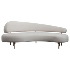 ASU_01 Velvet Upholstered 3-seater Sofa in Ivory with Bronze Legs by ANDEAN