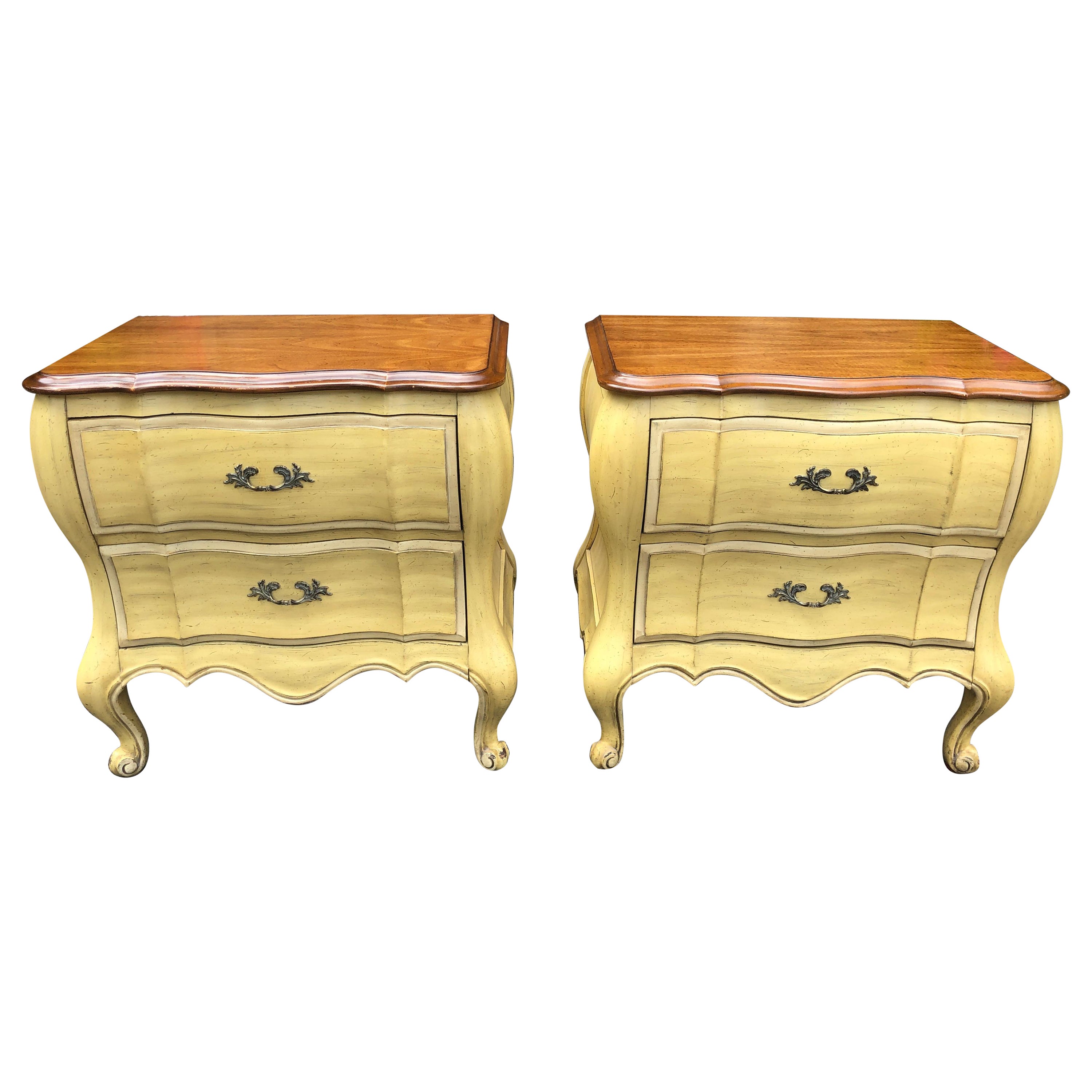 Pretty Pair French Provincial Night Stands Dorothy Draper Style For Sale