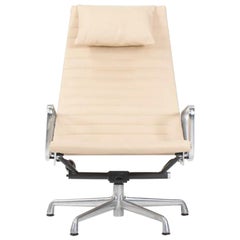 Used 2010s Herman Miller Eames Aluminum Group Lounge Chair and Ottoman Tan Leather