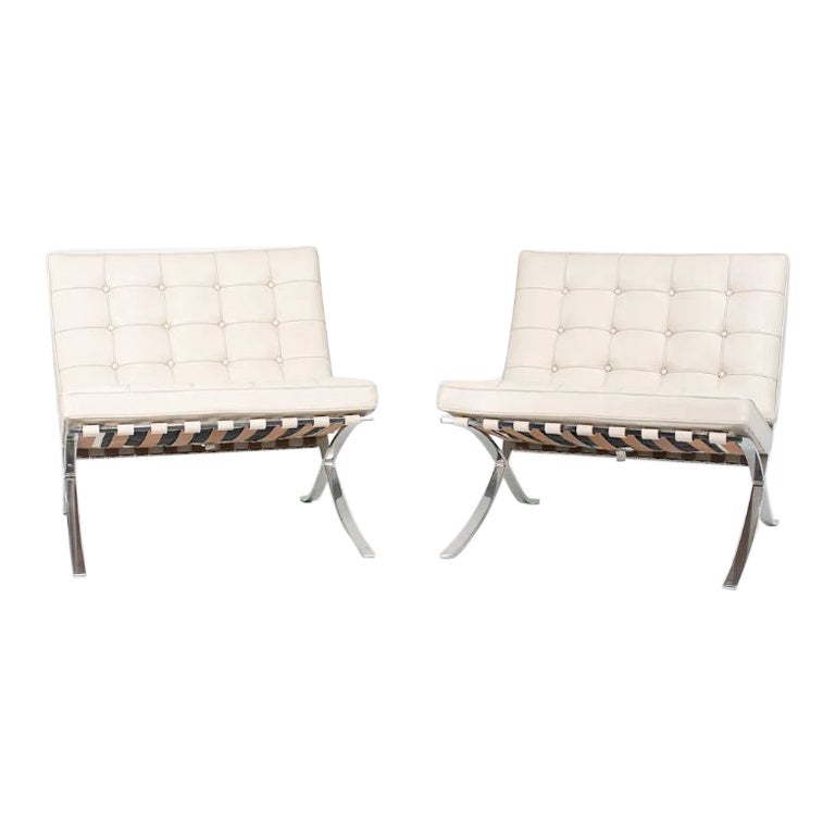 2013 Pair of Mies van der Rohe Knoll Stainless Steel Barcelona Chairs