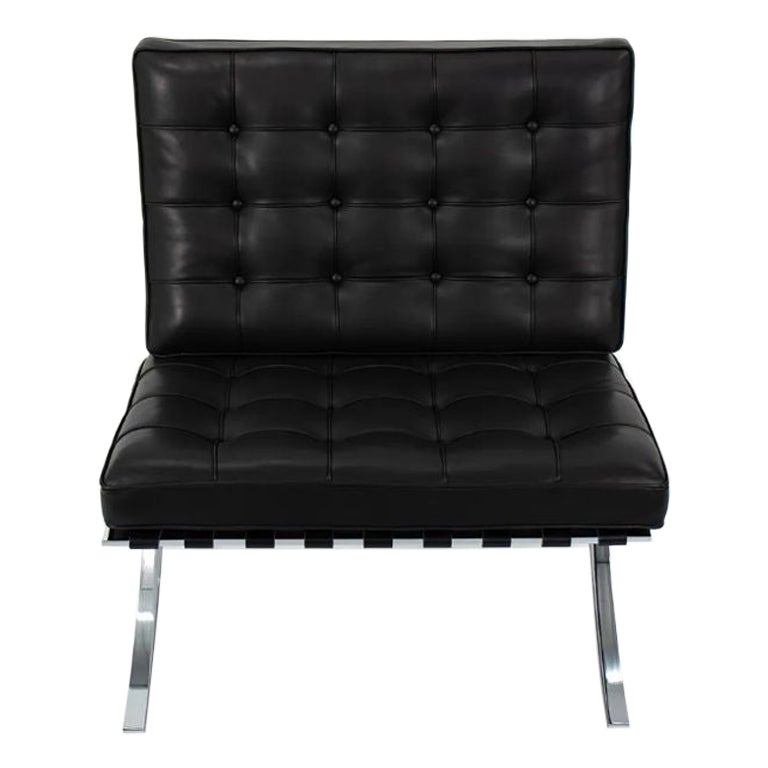 2021 Mies van der Rohe for Knoll Barcelona Chair in Upgraded Black Leather For Sale