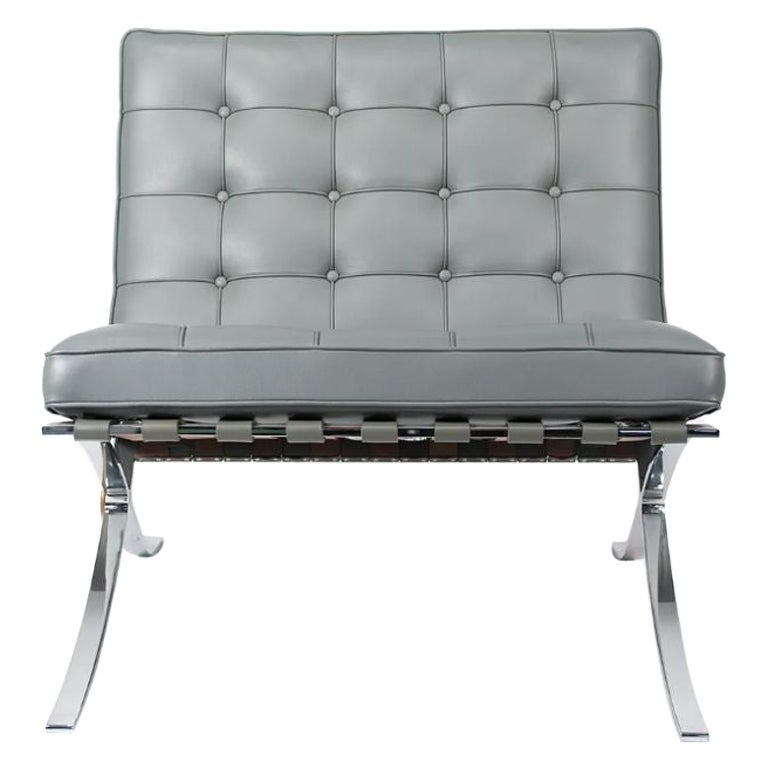 2021 Mies van der Rohe for Knoll Barcelona Lounge Chair in Gray Leather