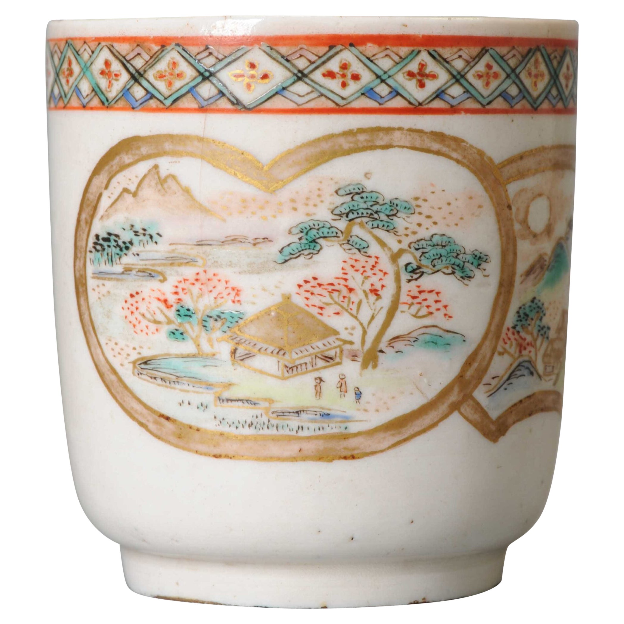 Antique Meiji Period Japanese Satsuma Cup or Incense Burner Choshuzan Workshop For Sale