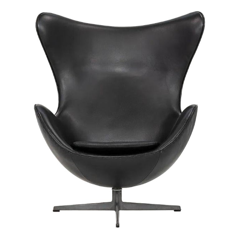 1960s Arne Jacobsen for Fritz Hansen Egg Lounge Chair, Model 3316 in Leather