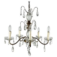 Used Crystal and Gilt Brass Chandelier 1920s, France