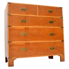 Antique Military Campaign Style Chest of Drawers in Yew