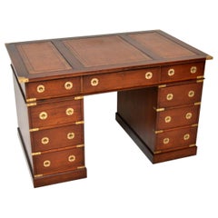 Retro Military Campaign Style Pedestal Desk