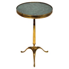 Antique French Brass and Marble Martini Side Table